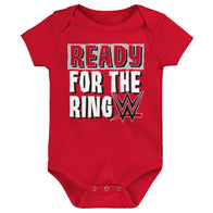 Newborn Red/Black WWE Three-Piece Bodysuit Set