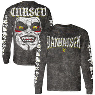 Men's Black Danhausen Cursed! Mineral Wash Long Sleeve T-Shirt - DASH RACEGEAR image 1