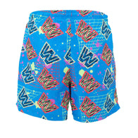 Men's Ripple Junction Blue/Orange WWE Retro Wave Repeating Logo Board Shorts