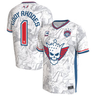 Youth ProSphere White Cody Rhodes Soccer Jersey - DASH RACEGEAR image 1