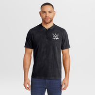 Men's Darius Rucker Collection by Fanatics Black WWE Logo Washed Henley T-Shirt