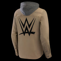 Men's Darius Rucker Collection by Fanatics Tan WWE Logo Full-Snap Hooded Jacket