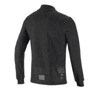 Alpinestars Race V3 Long Sleeve Top, Rear View, Black flame-resistant base layer, featuring a textured knit design, long sleeves with ribbed cuffs, and FIA homologation labels on the lower back.
