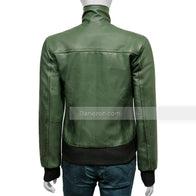 Womens Green Bomber Leather Jacket Bomber Jacket women detail view 5 | Dash Racegear — women bomber green leather jacket