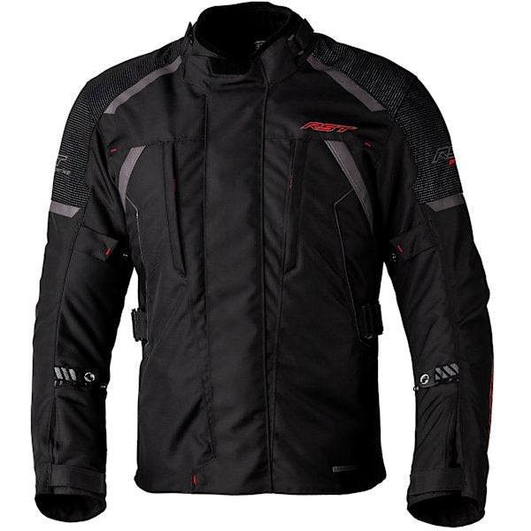 RST Paveway CE black textile motorcycle jacket for late-summer sport touring.