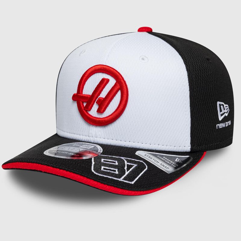 New Era 2026 Oliver Bearman Cap in black white and red for Haas F1 race week fanwear