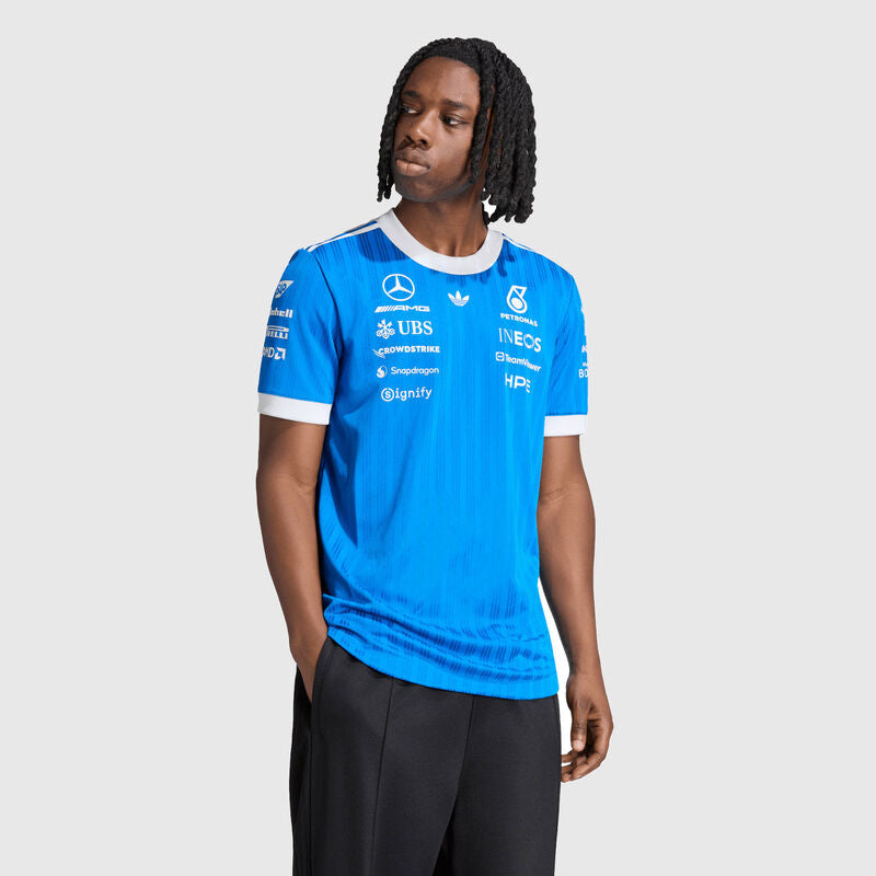 adidas 2026 Team Authentic Blue Wonder Driver T-shirt for Mercedes-AMG F1 fans