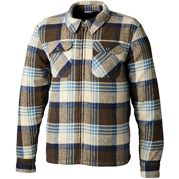 RST Brushed brown and white check CE textile riding shirt with shoulder and elbow protection.