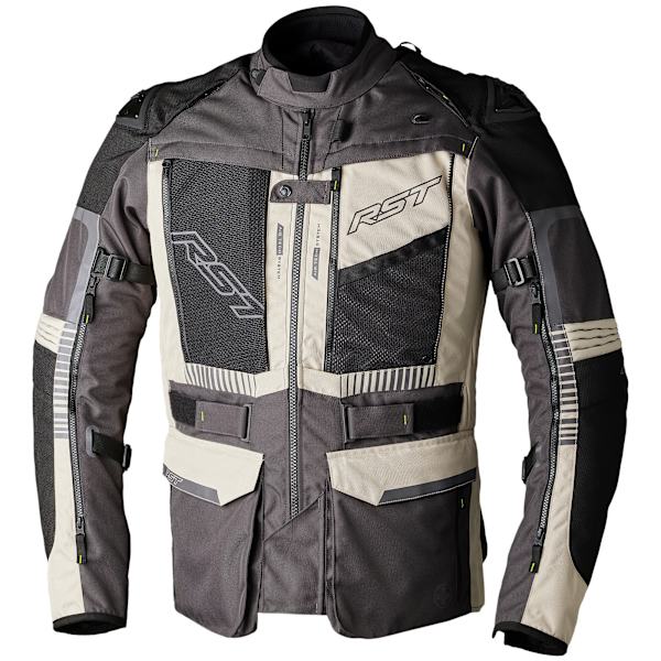 RST Ranger CE textile motorcycle jacket in sand and graphite for late-summer adventure touring