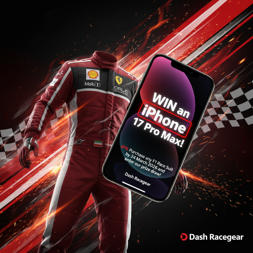 Win an iPhone 17 Pro Max with Every F1 Race Suit Purchase!