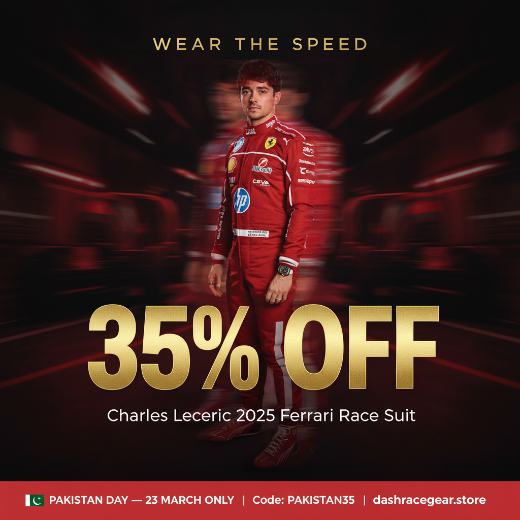 Pakistan Day Special: 35% Off the Charles Leclerc 2025 F1 Ferrari Race Suit — Today Only!