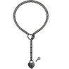 Adjustable Heart O - Ring Punk Rock Cuban Chain Necklace – Lariat Y - Style Necklace with Key & Heart Lock Pendant - Black - 42275239788613