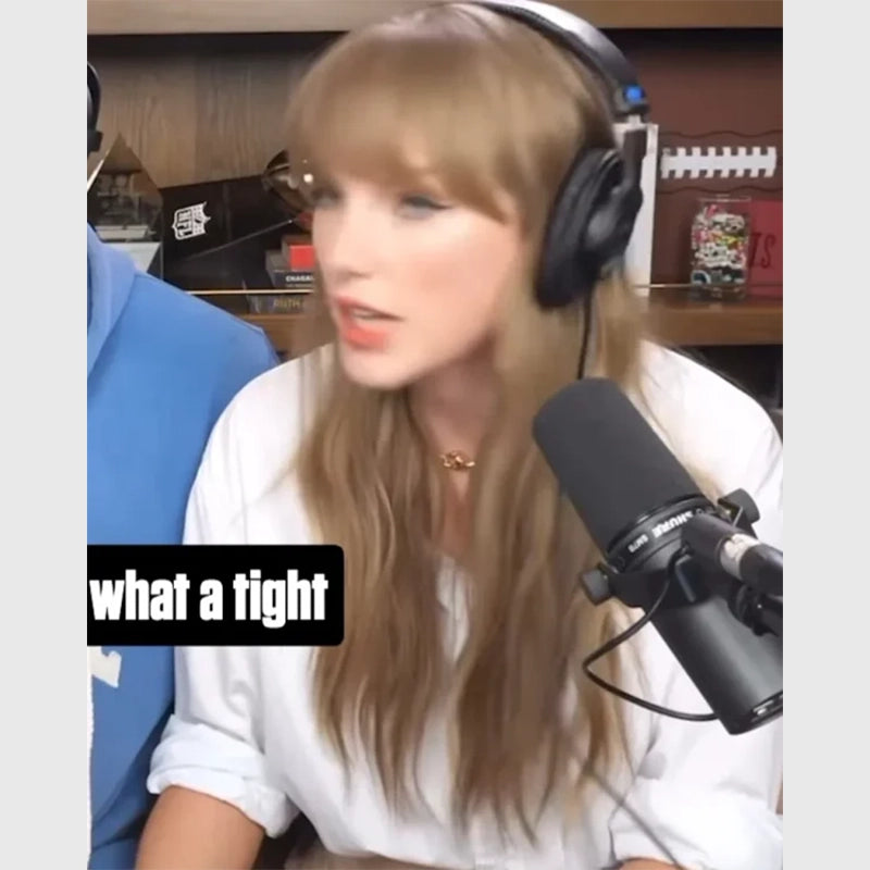 Taylor Swift New Heights White Shirt Shirt unisex detail view 4 | Dash Racegear — Taylor Swift x New Heights 2025 podcast shirt in white.