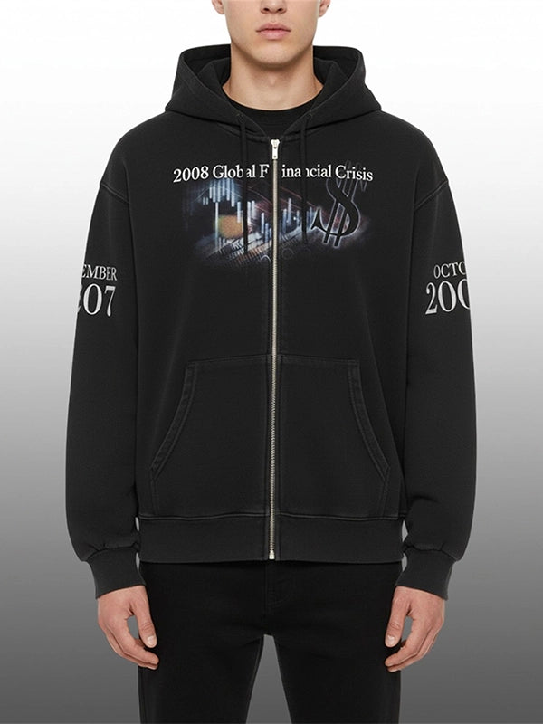 2008 Global Financial Crisis Hoodie Hoodie unisex detail view 2 | Dash Racegear — 2008 Global Financial Crisis Hoodie graphic design streetwear