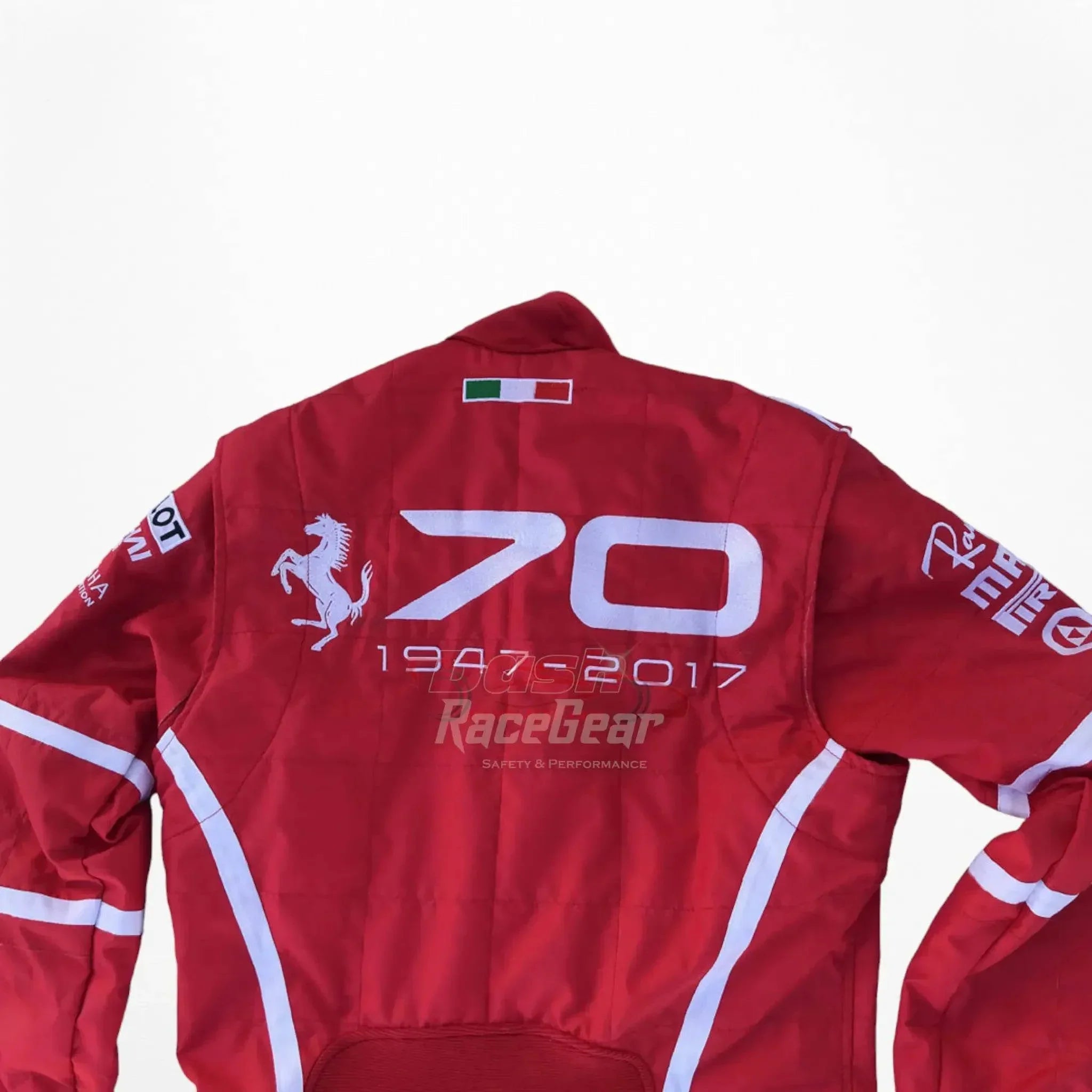 2017 Sebastian Vettel Ferrari 70th Anniversary F1 Embroidered Racing Suit - Monza GP