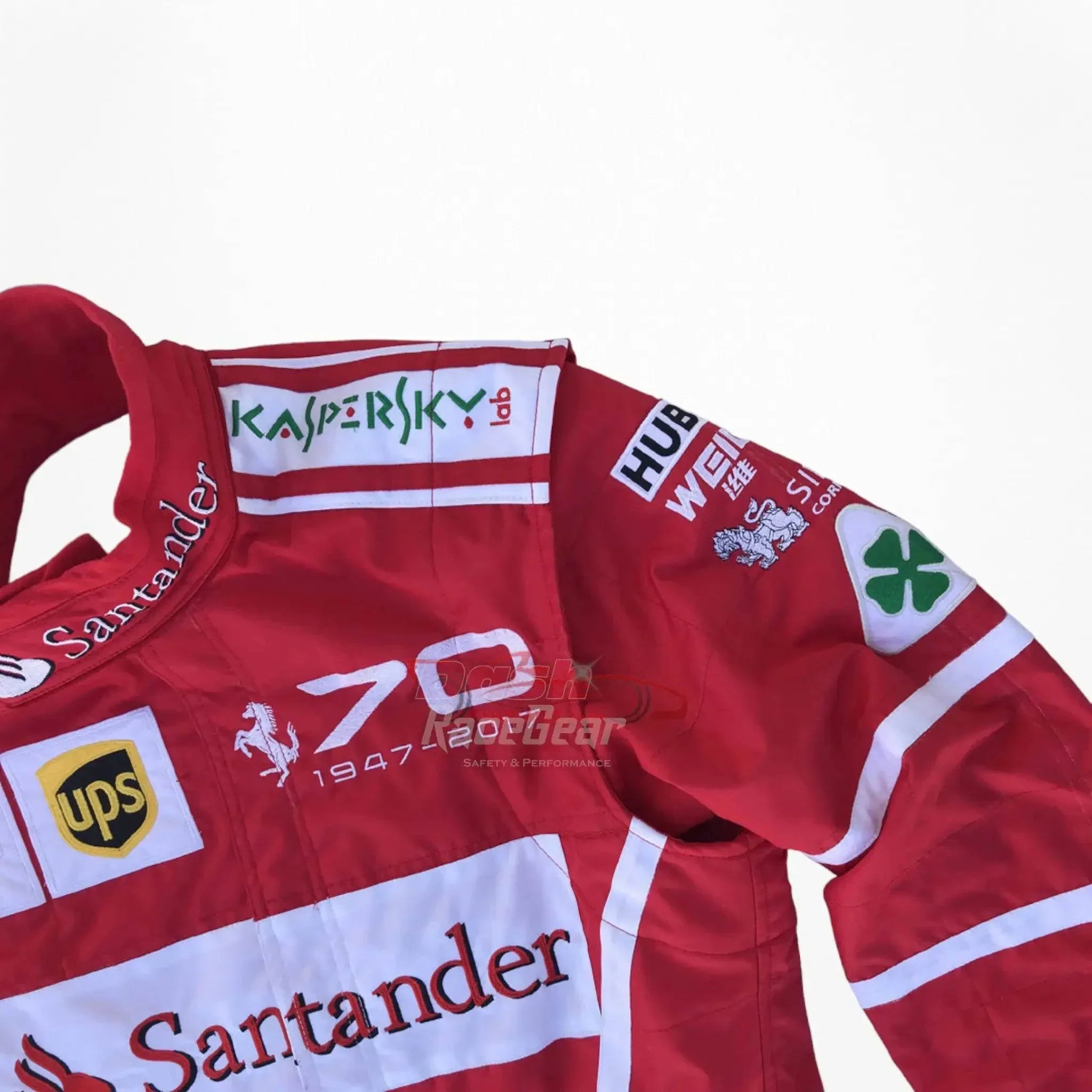 2017 Sebastian Vettel Ferrari 70th Anniversary F1 Embroidered Racing Suit - Monza GP