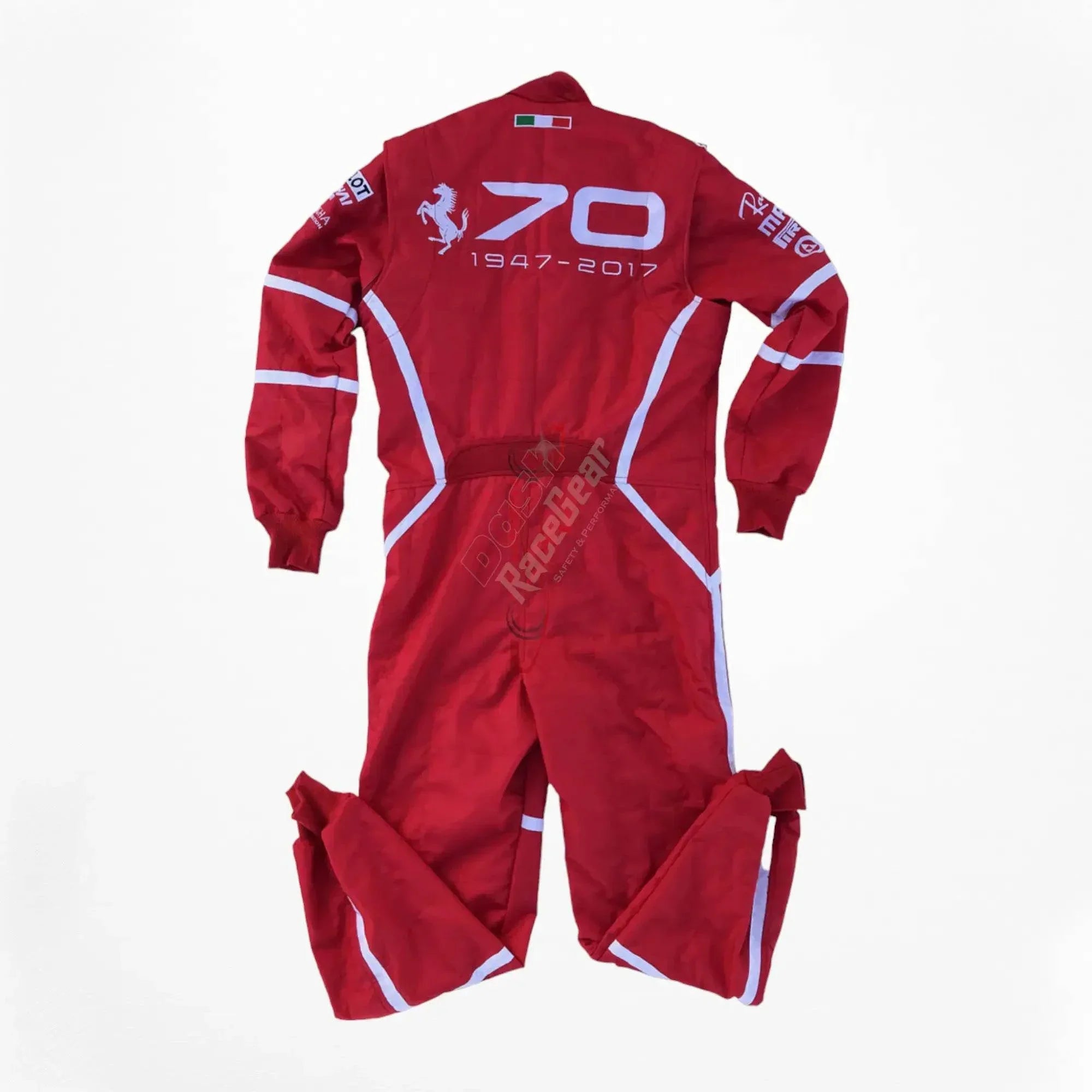 2017 Sebastian Vettel Ferrari 70th Anniversary F1 Embroidered Racing Suit - Monza GP