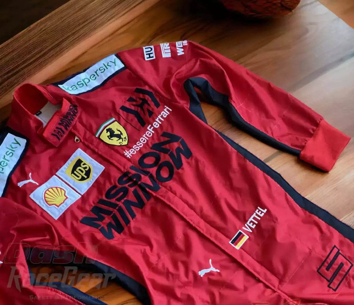 2020 Sebastian Vettel Ferrari Mission Winnow F1 Embroidered Racing suit - Dash Racegear Store