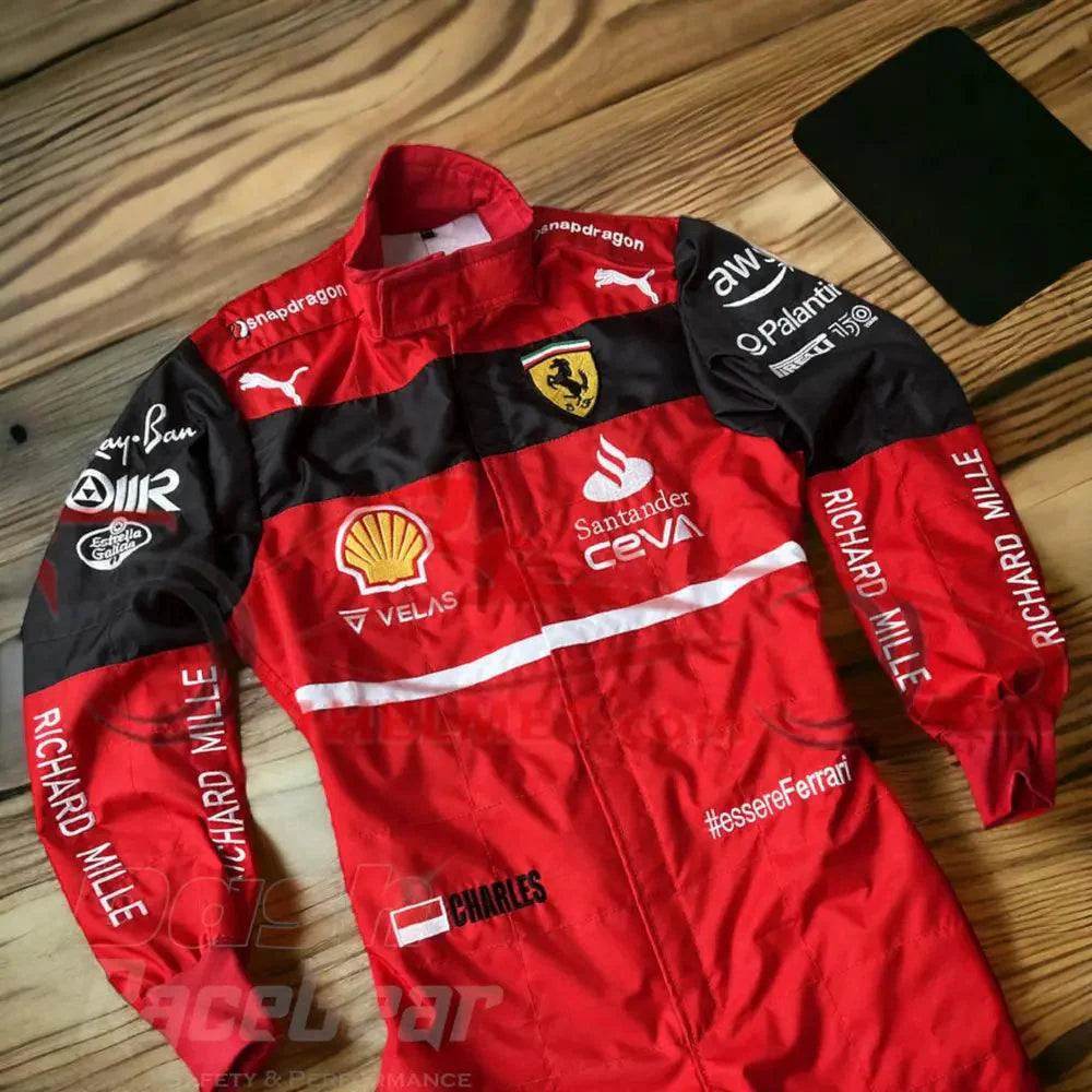 2022 Charles Leclerc Ferrari Embroidered F1 Racing Suit - 4X - Large / Euro 66