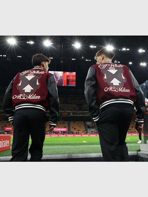 AC Milan x Off-White 2025 Varsity Jacket Varsity Jacket unisex detail view 4 | Dash Racegear — AC Milan x Off-White 2025 Varsity Jacket featuring bold club-streetwear fusion