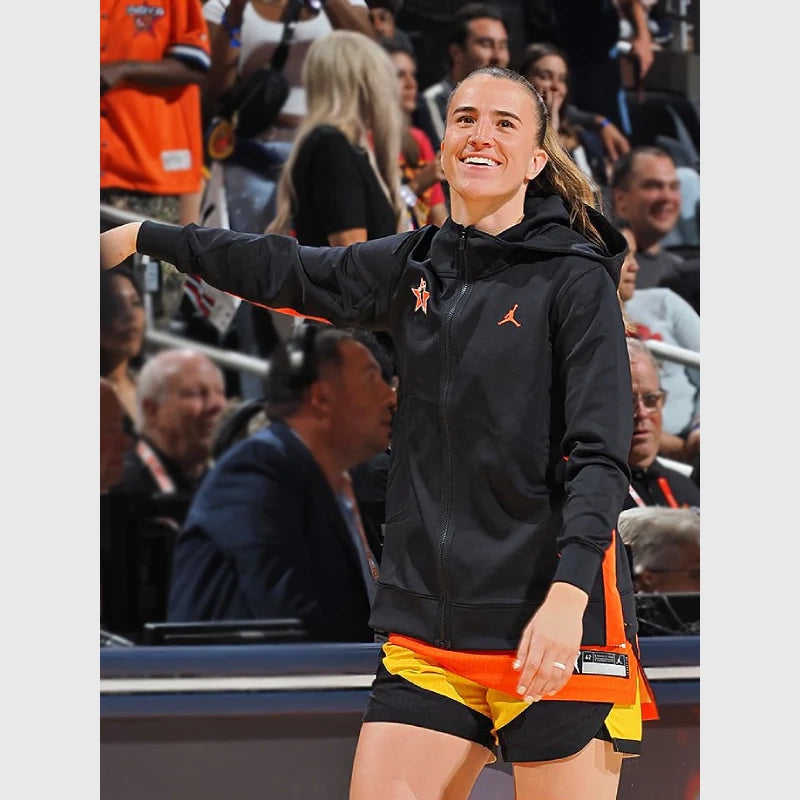 Sabrina Ionescu WNBA Black Hoodie Hoodie unisex front product view | Dash Racegear — Unleash your inner MVP with the WNBA Sabrina hoodie in black