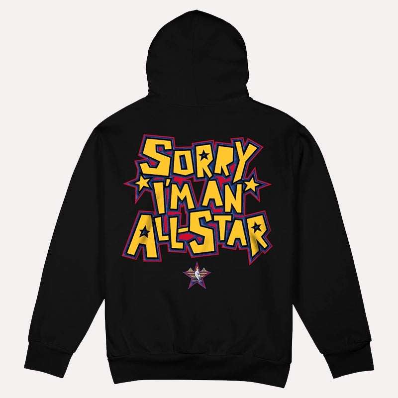 2025 All-Star Game Sorry I’m An All-Star Black Hoodie Hoodie unisex detail view 3 | Dash Racegear — limited edition black hoodie nba all-star 2025