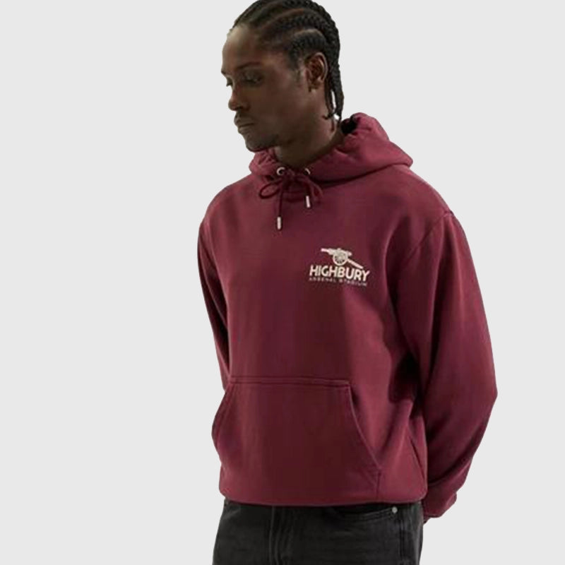 Arsenal Classics Burgundy East Stand Hoodie Hoodie unisex detail view 2 | Dash Racegear — Stylish Arsenal burgundy hoodie from Classics East Stand line