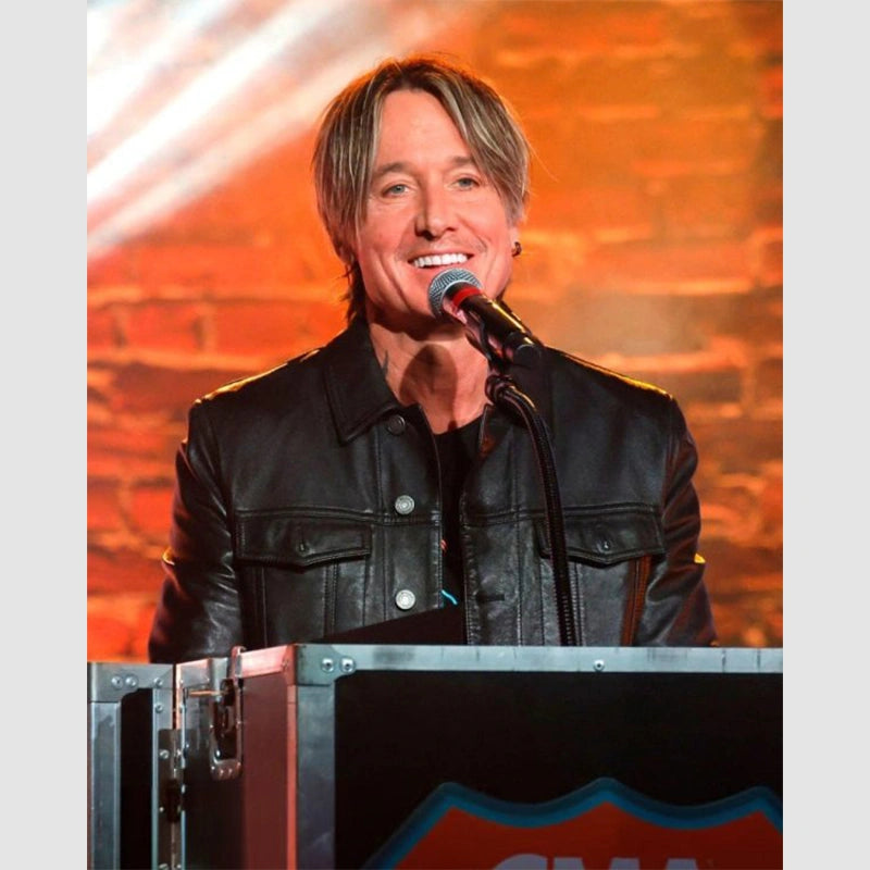 Keith Urban 2025 CMA Touring Awards Leather Jacket Leather Jacket unisex front product view | Dash Racegear — 2025 CMA Touring Leather Jacket – Inspired by Keith Urban