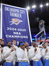 Oklahoma City Thunder 2025 Finals Champions Banner Raising Ceremony Jacket Jacket unisex detail view 10 | Dash Racegear — Oklahoma City Thunder Nike Showtime 2025 jacket in white with a classic bomber silhouette