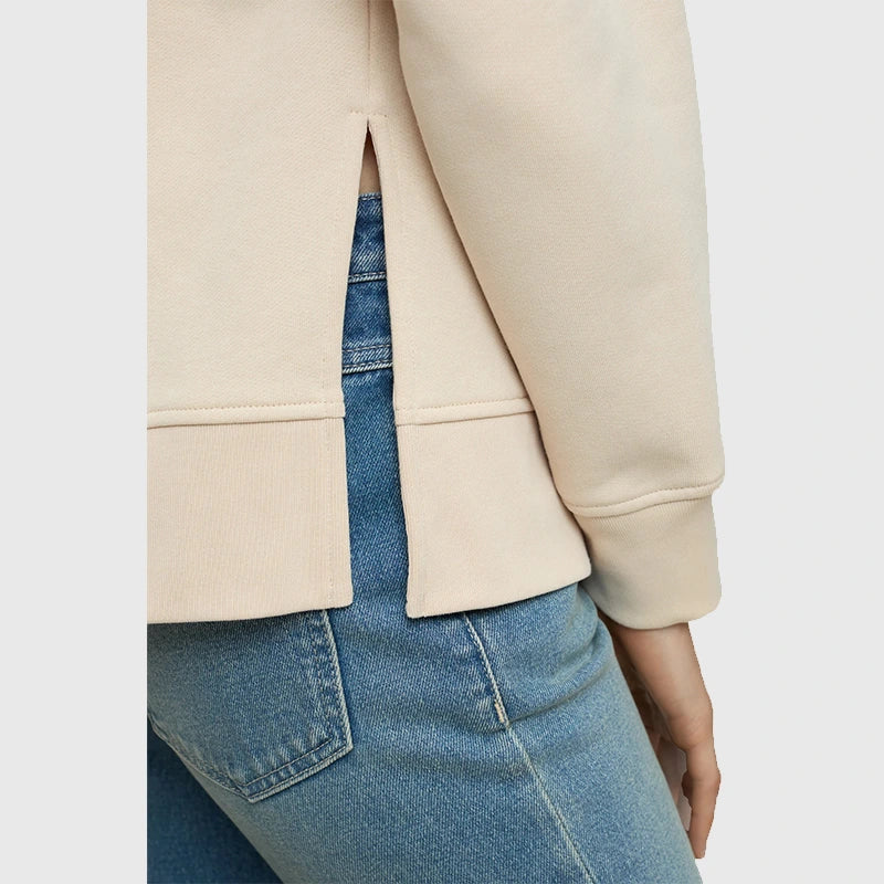 Closed Hoodie Womens Hoodie unisex detail view 6 | Dash Racegear — Cozy beige fleece hoodie from Closed with relaxed feminine fit