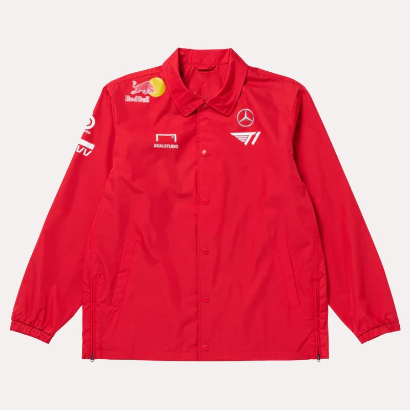 2025 T1 Uniform Red Jacket Jacket unisex front product view | Dash Racegear — Level Up in Style – 2025 T1 Red Uniform Jacket