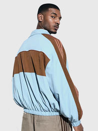 Adidas x ASOS Oversized Track Jacket Jacket unisex detail view 3 | Dash Racegear — Oversized Adidas x ASOS zip-up jacket in blue and brown designed for effortless casual style and lasting comfort.