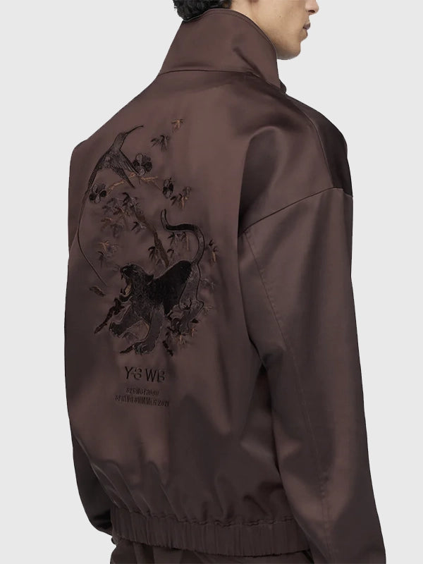 Adidas x Wales Bonner x Y-3 Satin Jacket Jacket unisex detail view 4 | Dash Racegear — A premium satin track jacket in dark brown combining Adidas, Wales Bonner, and Y-3 2026 aesthetics with a modern minimal fashion feel.