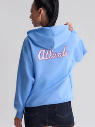 Atlanta Braves 2026 City Connect Hoodie Hoodie unisex detail view 3 | Dash Racegear — Women’s Atlanta Braves Nike blue 2026 hoodie, soft Therma fabric ideal for everyday sporty streetwear style.