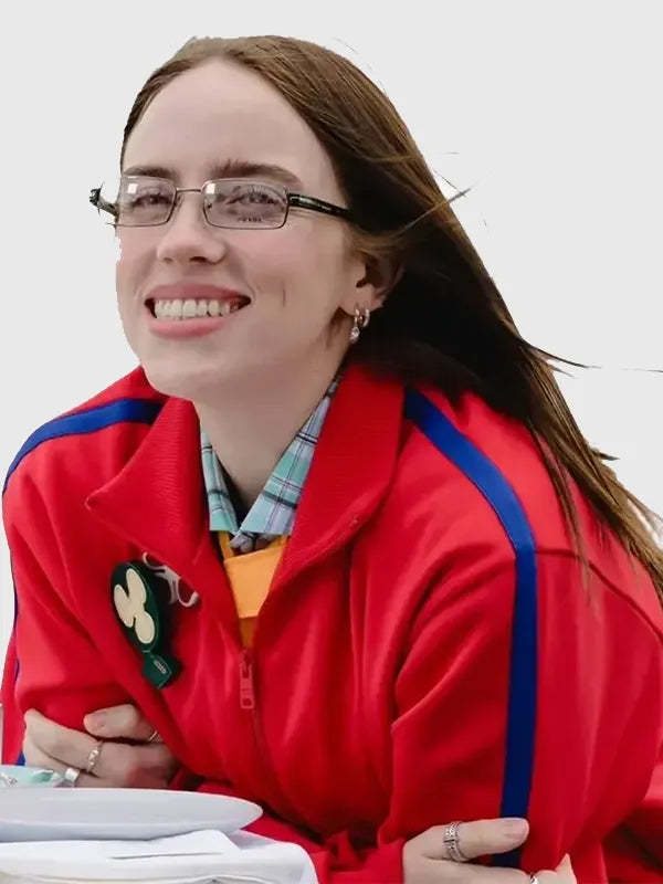 Billie Eilish 2026 Capital FM Jacket Jacket unisex detail view 3 | Dash Racegear — Red Prada jacket worn by Billie Eilish 2026 Capital FM, tailored silhouette, high-fashion look for men and women styling.