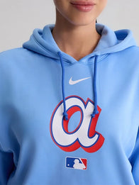 Atlanta Braves 2026 City Connect Hoodie Hoodie unisex detail view 4 | Dash Racegear — Braves Nike 2026 City Connect women’s Therma hoodie in blue, warm relaxed fit for fan support and comfort.