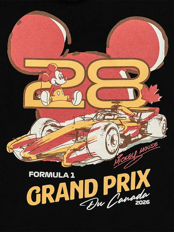 Formula 1 x Disney Canada GP 2026 Hoodie Hoodie unisex detail view 4 | Dash Racegear — Disney x F1 Canada GP 2026 pullover hoodie in black with smooth fabric feel and casual style.