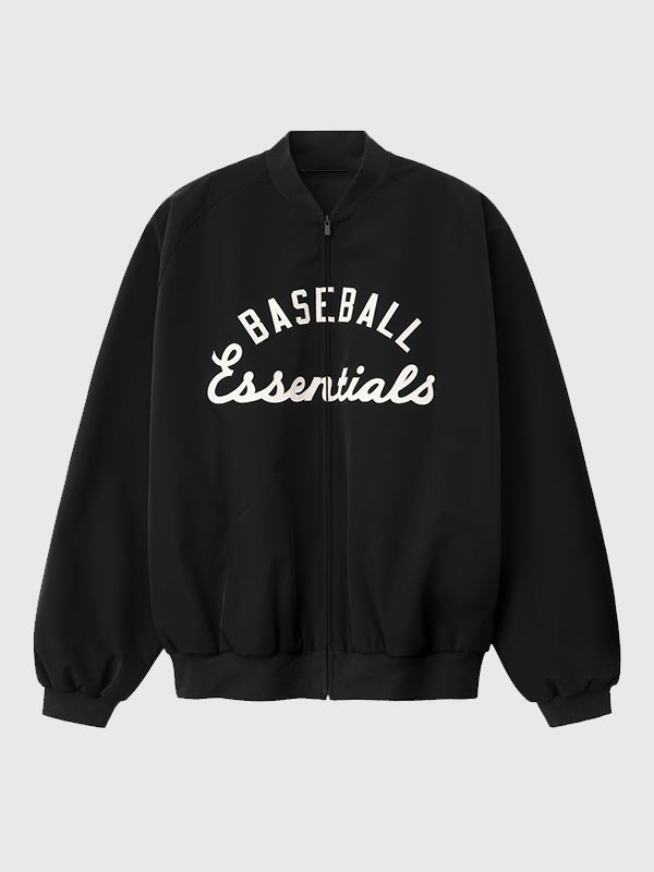 Fear of God x MLB Full-Zip Bomber Jacket Bomber Jacket unisex detail view 3 | Dash Racegear — Unisex Fear of God x MLB 2026 bomber jacket in black featuring a sleek contemporary athletic aesthetic.