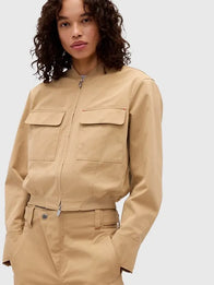 Gap × Victoria Beckham Bomber Jacket Bomber Jacket unisex detail view 2 | Dash Racegear — Unisex camel brown Gap x Victoria Beckham jacket 2026, sleek bomber design for everyday streetwear.