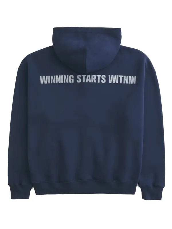 Hollister x Kappa Boxy Zip-Up Logo Graphic Hoodie Hoodie unisex detail view 2 | Dash Racegear — Navy blue Hollister x Kappa 2026 hoodie with boxy cut, bold logo, soft fleece for casual wear by men and women.