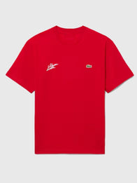 Lacoste x Alpine T-Shirt Shirt unisex detail view 4 | Dash Racegear — 2026 Women’s Red Jersey T-Shirt from Lacoste x Alpine offers a fresh graphic design with comfortable everyday wear.