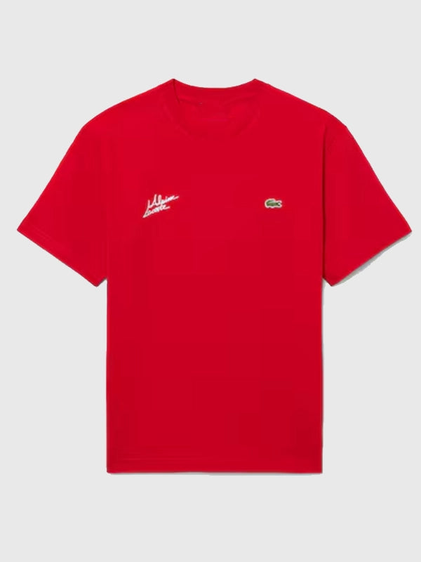 Lacoste x Alpine T-Shirt Shirt unisex detail view 4 | Dash Racegear — 2026 Women’s Red Jersey T-Shirt from Lacoste x Alpine offers a fresh graphic design with comfortable everyday wear.