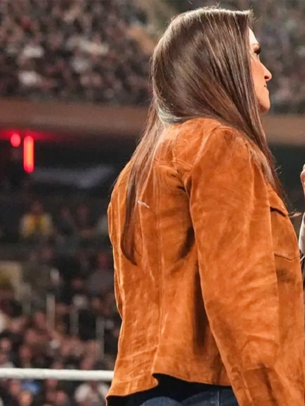 Stephanie McMahon Monday Night RAW Jacket Jacket unisex detail view 3 | Dash Racegear — Stephanie McMahon RAW 2026 brown jacket, built for fan-inspired outfits and everyday comfort.