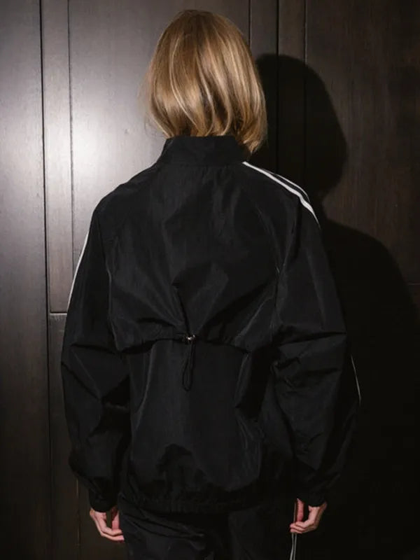 Parke Sport Stripe Nylon Jacket Jacket unisex detail view 3 | Dash Racegear — Parke 2026 black nylon jacket with sporty stripe detail, ideal for active days or casual outfits.
