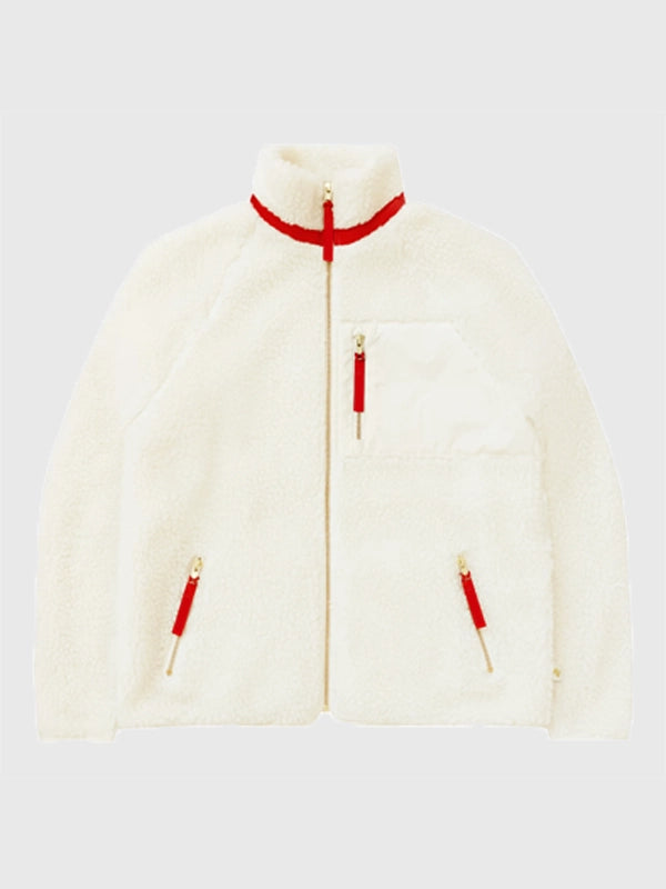 Province of Canada x Heated Rivalry Fleece Jacket Jacket unisex front product view | Dash Racegear — Cream sherpa fleece jacket by Province of Canada x Heated Rivalry 2026 with cozy unisex fit