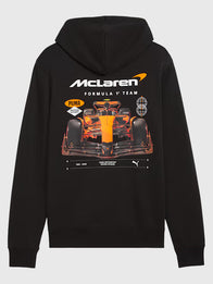 Puma x Mclaren Racing Graphic Hoodie Hoodie unisex detail view 8 | Dash Racegear — Sleek black Puma x McLaren Racing hoodie, bold graphic branding ideal for motorsport fans and casual styling.