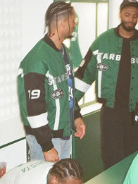 Fanatics Fest NYC 2026 Starbucks Varsity Jacket Varsity Jacket unisex detail view 2 | Dash Racegear — Green and black bomber jacket inspired by Starbucks Fanatics Fest NYC 2026 for standout casual fashion.