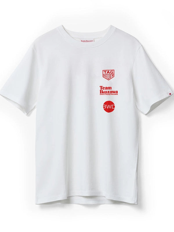 TAG Heuer x Team Ikuzawa Organic T-Shirt Shirt unisex front product view | Dash Racegear — White TAG Heuer x Team Ikuzawa 2026 organic cotton T-shirt crafted for soft comfort and versatile casual fashion.