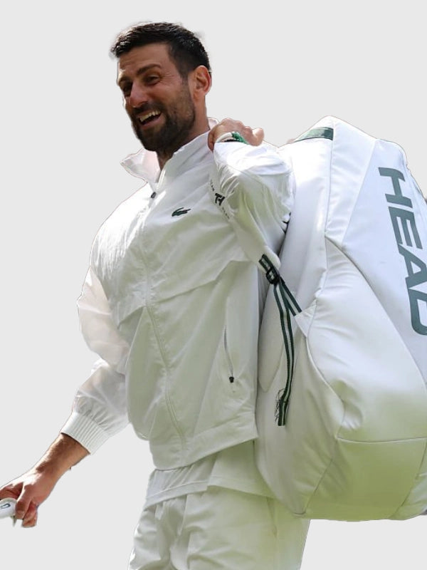 Novak Djokovic Wimbledon 2026 Jacket Jacket unisex detail view 4 | Dash Racegear — Wimbledon Championships 2026 Lacoste jacket in white showcasing timeless elegance and modern sportswear styling.