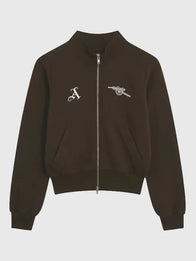 Arsenal AWFC Classics Russo Zip-Through Track Jacket Jacket unisex front product view | Dash Racegear — Women’s Arsenal AWFC Classics Russo 2026 brown zip-through track jacket, sleek fit for everyday sporty style.